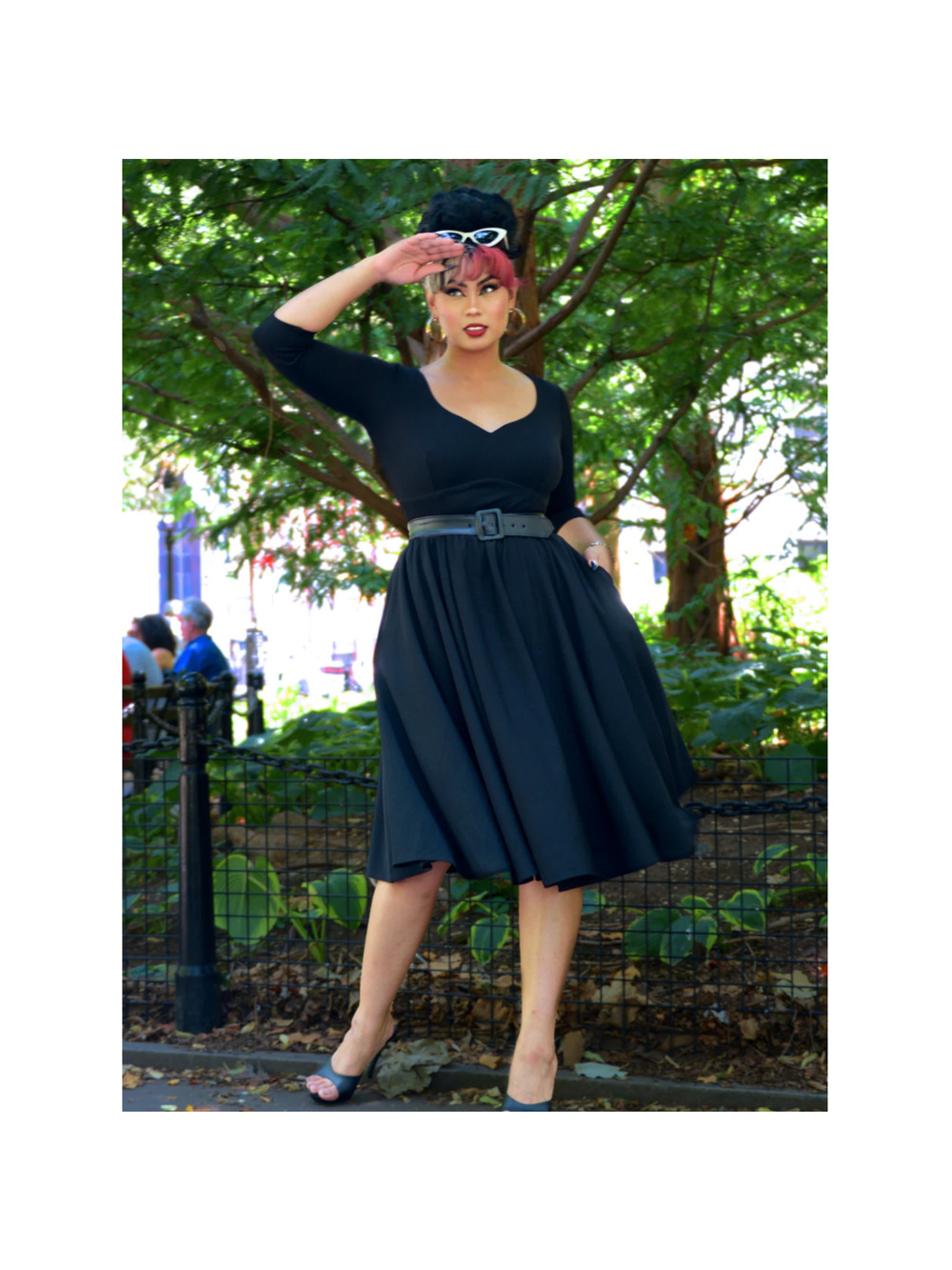 Laura Byrnes Women's Pinup Priscilla Swing Dress in Black Size Medium
